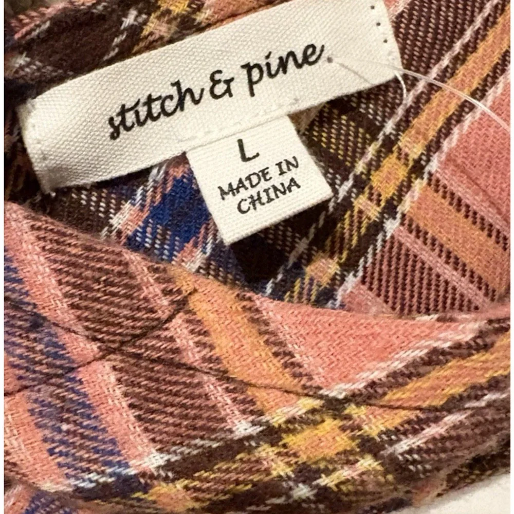 Stitch & Pine Button Front Sleeveless Mini Dress Plaid Retro Grunge 90s S/L - Picture 4 of 12